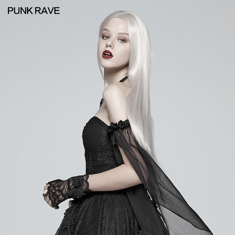 Gothic Black Lace Tulle Glove - One Pair– Punkravestore
