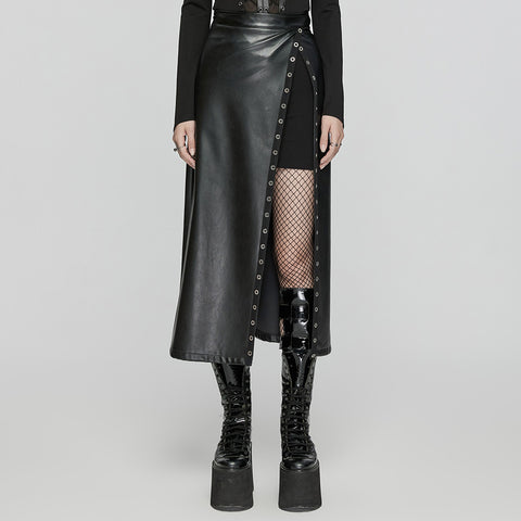 Punk Metal Leather Skirt