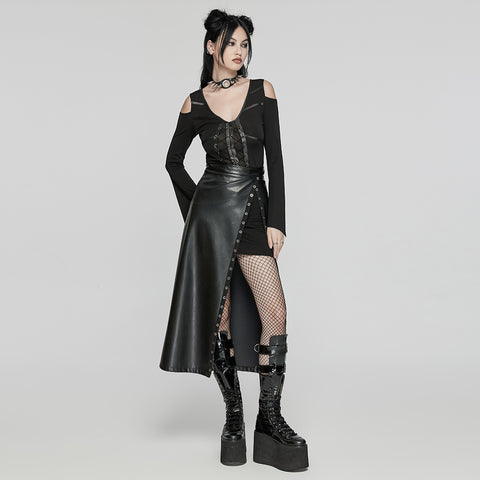 Punk Metal Leather Skirt