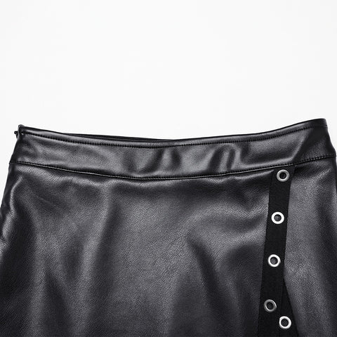 Punk Metal Leather Skirt