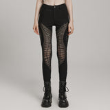 Punk burnt pattern hollow  trousers