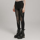 Punk burnt pattern hollow  trousers