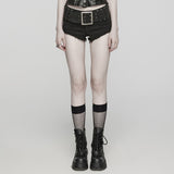 Punk denim  metal  buckle shorts