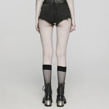 Punk denim  metal  buckle shorts