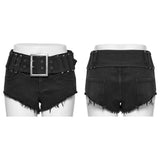 Punk denim  metal  buckle shorts