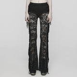 Goth See-through Lace Flared  Trousers