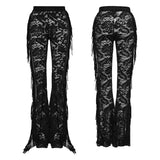 Goth See-through Lace Flared  Trousers