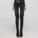 Punk asymmetrical  hollow washed jeans