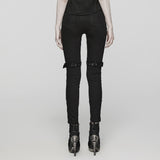 Punk asymmetrical  hollow washed jeans