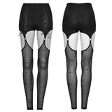 Goth Suspender Mesh leggings