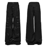 Punk decadent cross patch straight pants