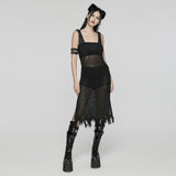 The Post-apocalyptic Techwear Style Knitted Hollow out Dress