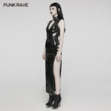 Sexy  Punk Glossy Leather Slit dress