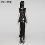 Sexy  Punk Glossy Leather Slit dress