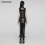 Sexy  Punk Glossy Leather Slit dress