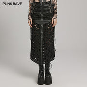 Punk cross hollowed slit skirt