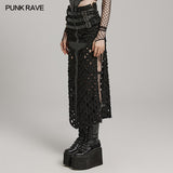 Punk cross hollowed slit skirt