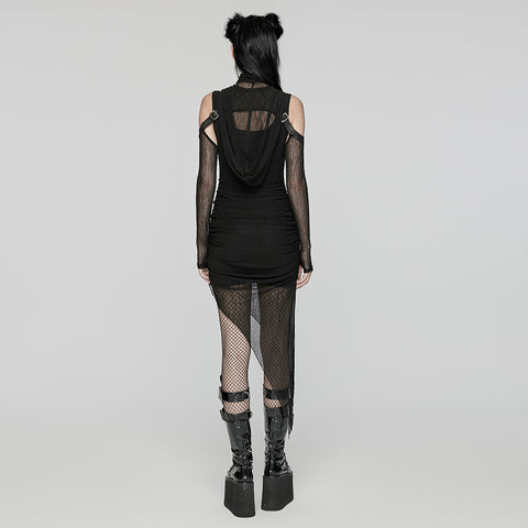 Wasteland hooded two-piece mesh dress