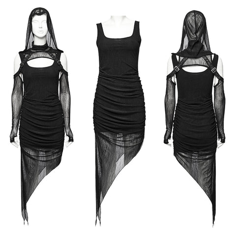 Wasteland hooded two-piece mesh dress