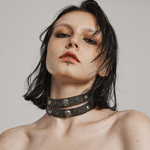 2024 Punk metal rivet choker