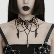 Gothic Red Rose Blade Choker