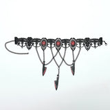 Gothic Red Rose Blade Choker