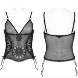 Goth Lace Mesh Embroidered Perspective Top