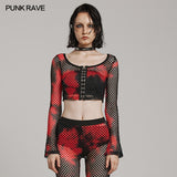 PUNK Tie-Dyed Mesh Long Sleeve T-shirt