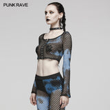 PUNK Tie-Dyed Mesh Long Sleeve T-shirt