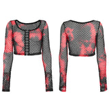 PUNK Tie-Dyed Mesh Long Sleeve T-shirt