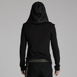 Dark hooded cross overlapping T-shirt