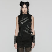 Punk Asymmetric Hollow Sleeveless Coat