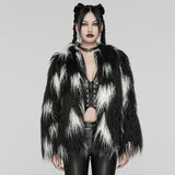 Punk Contrast faux fur jacket