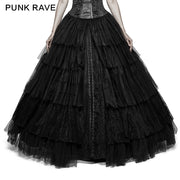 Party Elastic High Waist Flowers Mesh Prom Gothic Skirt