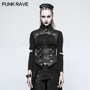 Black Leather Punk Vest Waistcoat Women Slim Joker Style