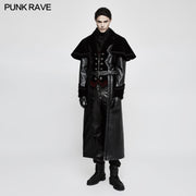 Winter Long Leather Velvet Gothic Coat With Active Belt