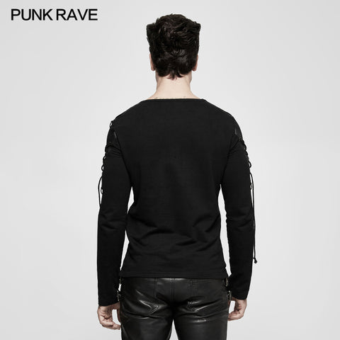 Military Uniform Long Sleeve Punk T-shirts With Ribbon Design