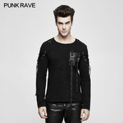 Military Uniform Long Sleeve Punk T-shirts With Ribbon Design