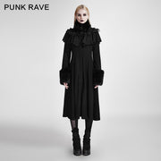 Lolita Style Long Shawl Woolen Gothic Coat With Imitation Fur Collar