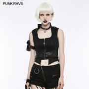 Handsome Punk Vest With Removable Bag