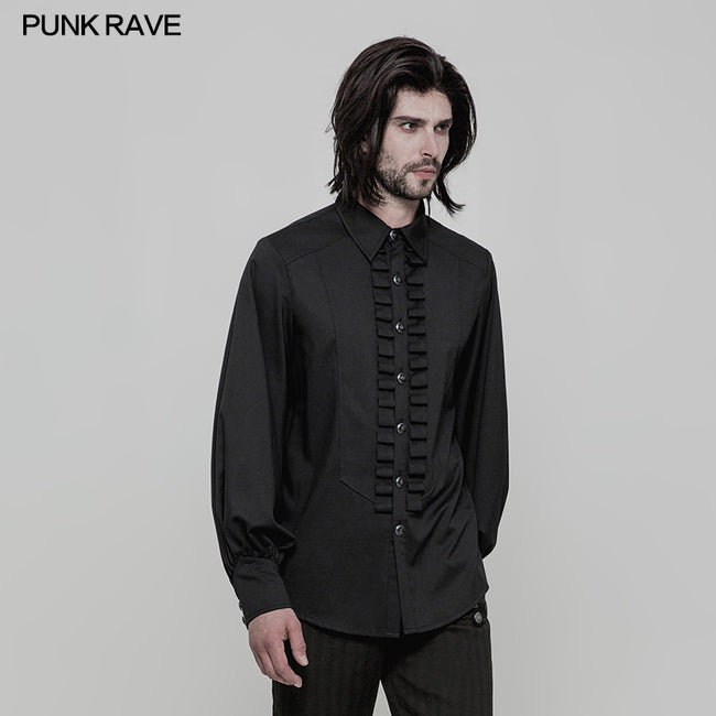 Uniform Long Sleeve Gothic Shirt With Pleated Decoration– Punkravestore