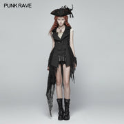 Womens Dark Punk Asymmetric Vest