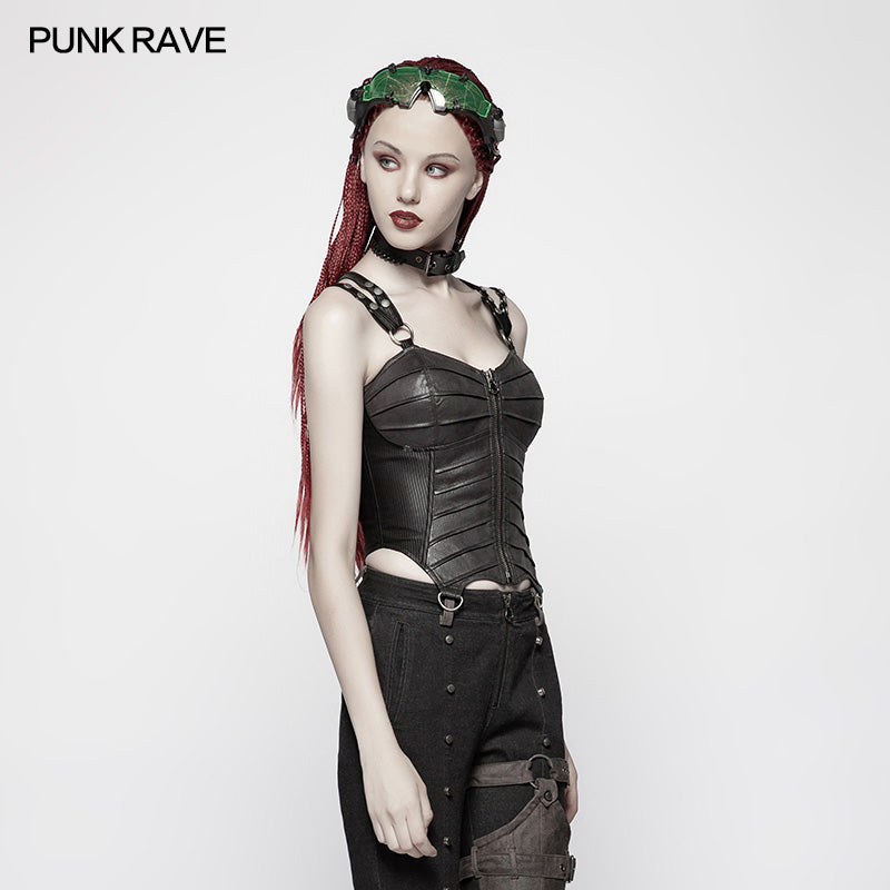 Rare popular Punk Rave metal boned lace up velvet corset