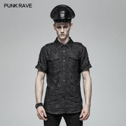 Men Punk Simple Short Sleeve Shirt