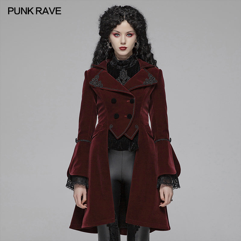 Women Gothic Lolita Long Sleeve Medium Long Velvet Coat– Punkravestore