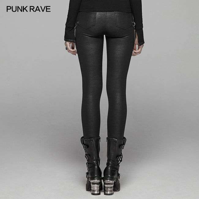 PUNK Women PU Leather Leggings Crack Velvet Tight Pants With Detachabl–  Punkravestore
