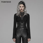 Punk Handsome Zipper Decoration Corset With Lace-up Back