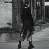 Chiffon lace asymmetrical hemline skirt