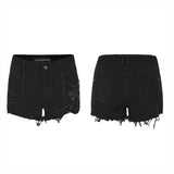 2021 Women Punk Ripped Denim Shorts