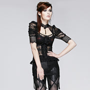 Semi Transparent Fashion Brand Lace Short Gothic Shirt